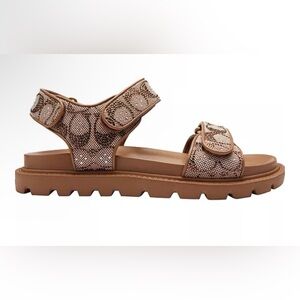 Coach Brown Logo-Print Lug Sole Sandal